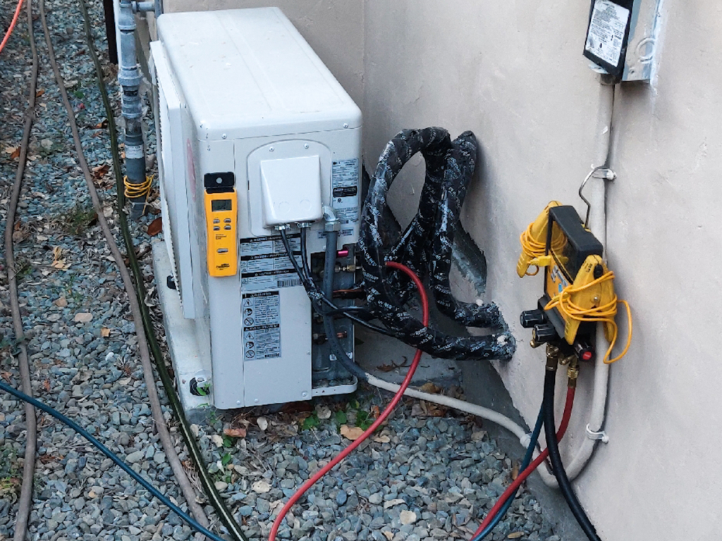 LG Heat pump repair in San Jose, CA Our technicians did the following: 1. Freon removal 2. Reconnected external line connection 3. Vacuum line from air 4. Freon filling