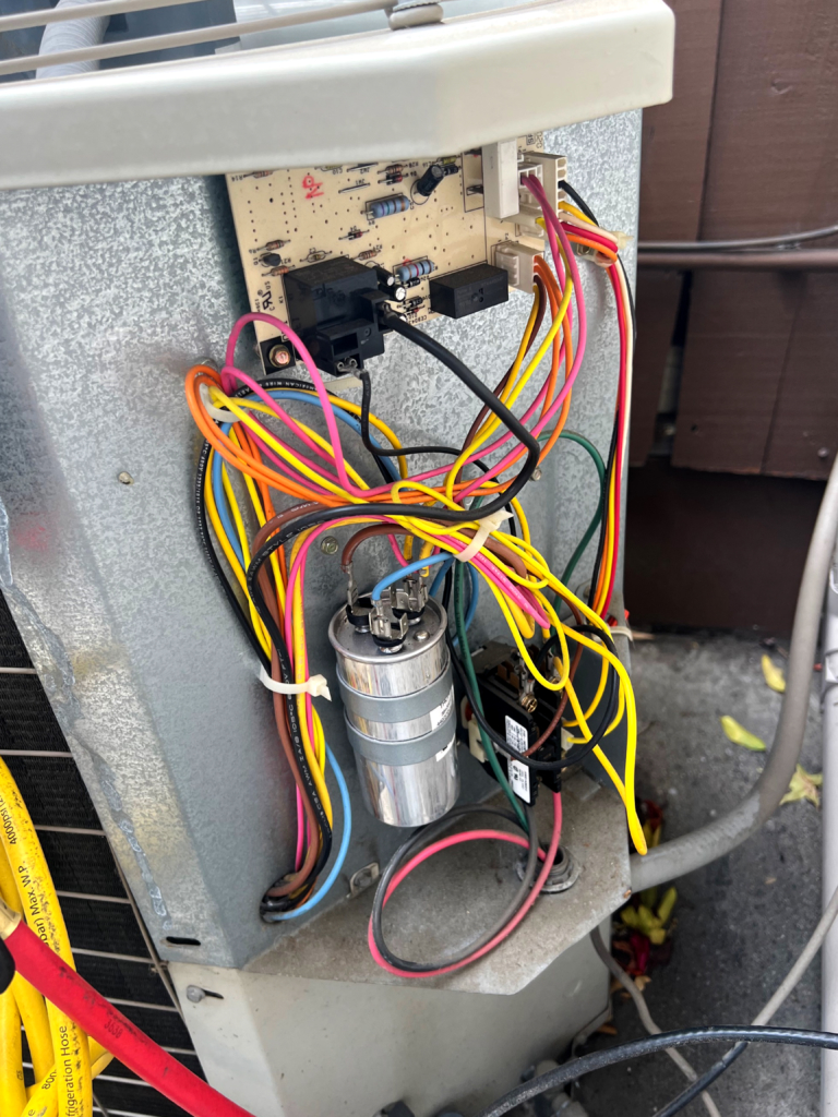 AC repair in San Jose, CA What is the problem? AC not cooling, low level, high superheat. Our technicians did the following: 1. Start device replacement 2. Thermostat wiring changing