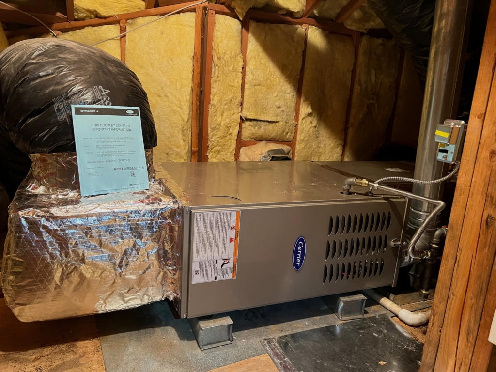 Carrier Performance two-stage furnace installed by Nur HVAC