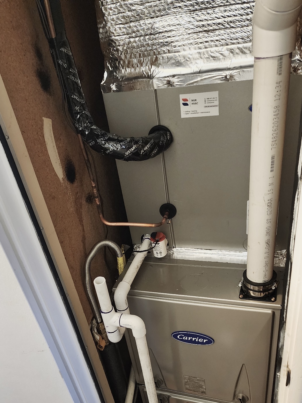 Carrier two-stage furnace 59TP6B060V171214 installed by Nur HVAC