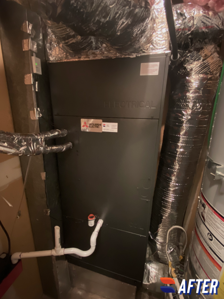 Mitsubishi MXZ-SM60NAM-U1 heat pump and PVFY-P54NAMU-E1 air handler installed by Nur HVAC