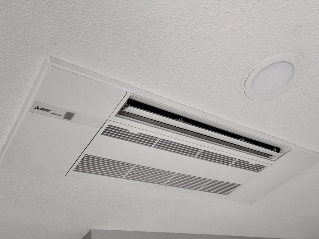 Mitsubishi MSZ-GL09NA wall-mount and MLZ-KP12LA ceiling cassette installed by Nur HVAC