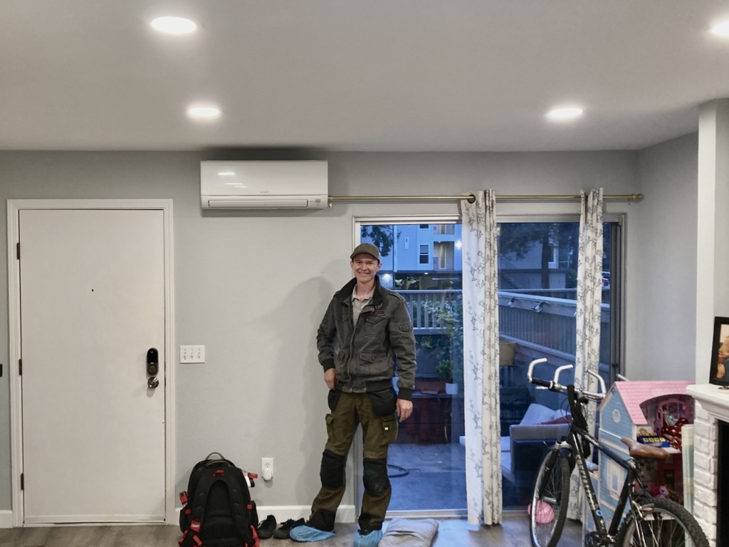 Mitsubishi MSZ-GL09NA wall-mount and MLZ-KP12LA ceiling cassette installed by Nur HVAC