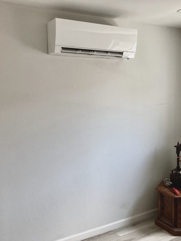 Mitsubishi ductless wall-mounted indoor unit installed by Nur HVAC