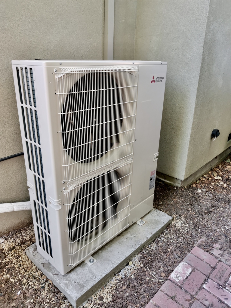 Mitsubishi PUZ-A36NKA7 heat pump installed by Nur HVAC in San Carlos, CA