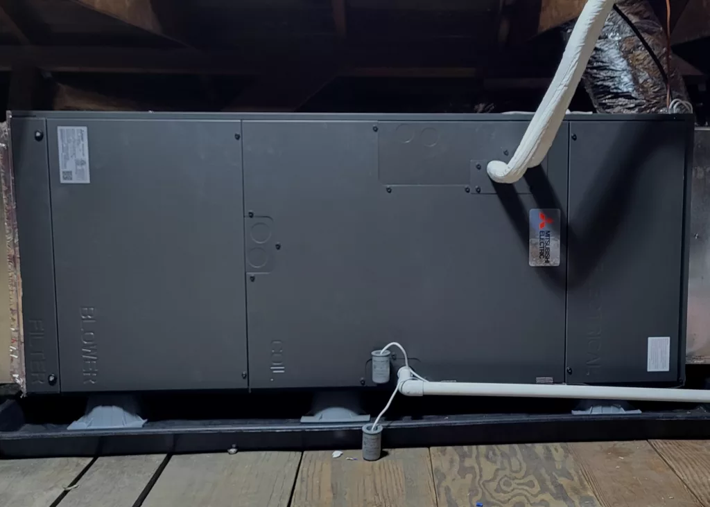Mitsubishi PVA-A36AA7 air handler install by Nur HVAC in Santa Clara, CA