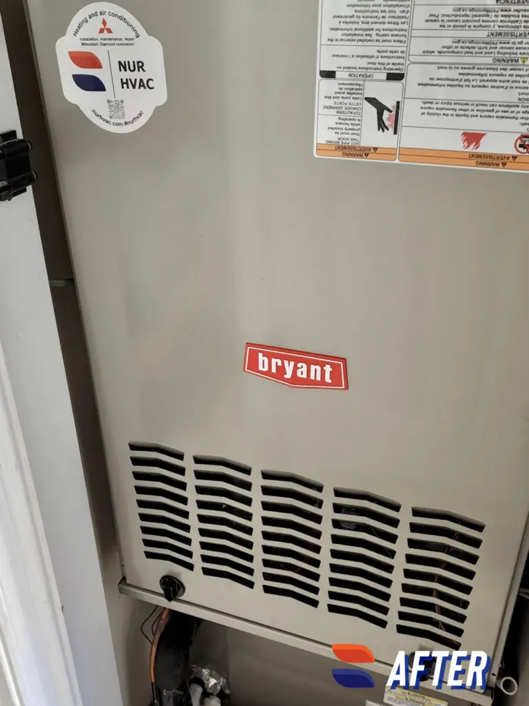 Bryant 821S furnace installed by Nur HVAC in Cupertino, CA