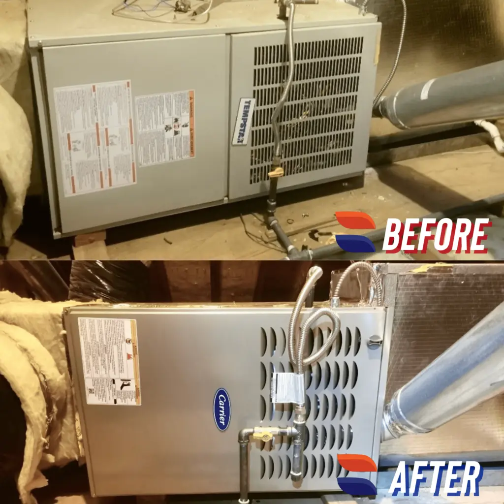 Carrier 58SP gas furnace installed by Nur HVAC in Mountain View, CA