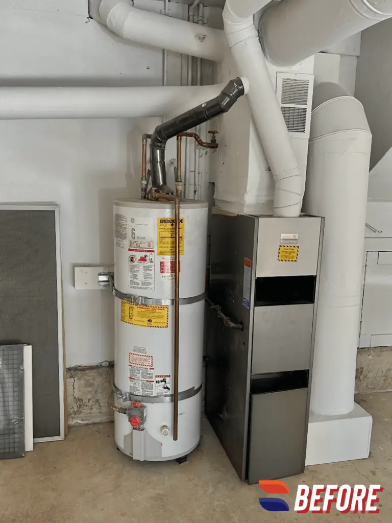 Rheem 65-gallon heat pump water heater installed by Nur HVAC in Belmont, CA