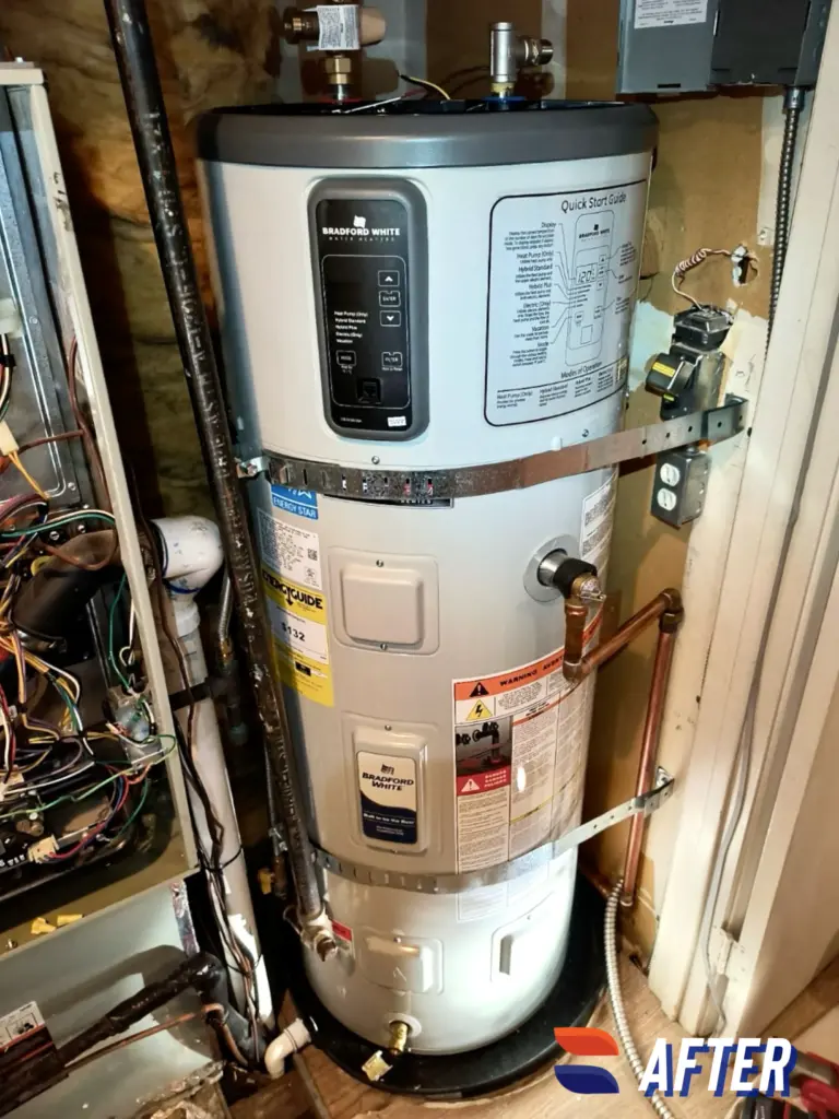 Bradford White 50-gallon heat pump water heater installed by Nur HVAC