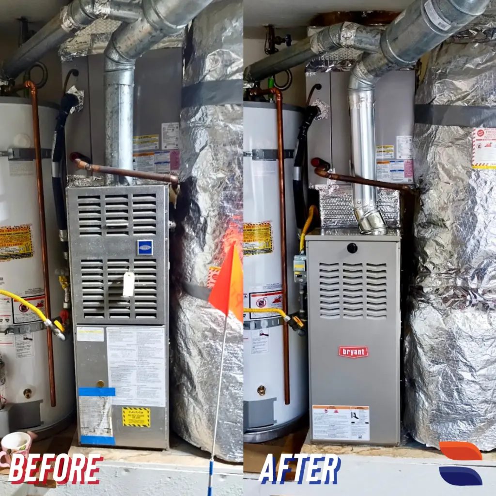 Bryant 801S furnace installed by Nur HVAC in Redwood City, CA