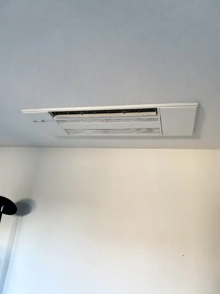Mitsubishi ceiling cassette unit installed by Nur HVAC in San Mateo