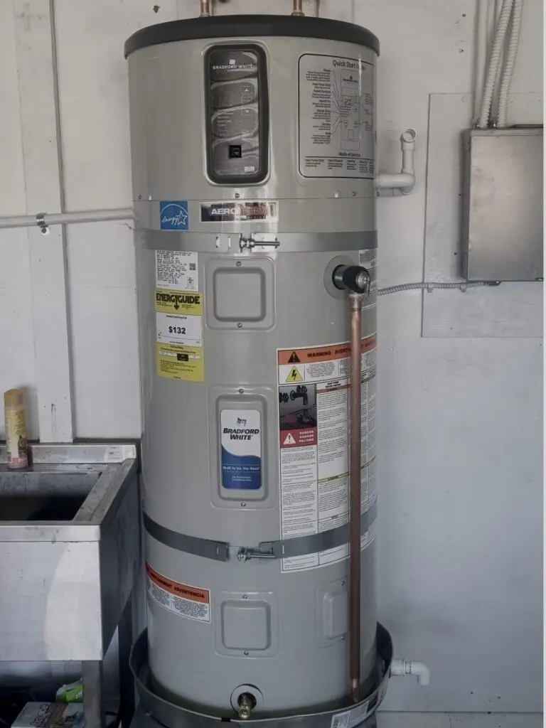 Bradford White 50-gallon heat pump water heater installation by Nur HVAC in Belmont, CA