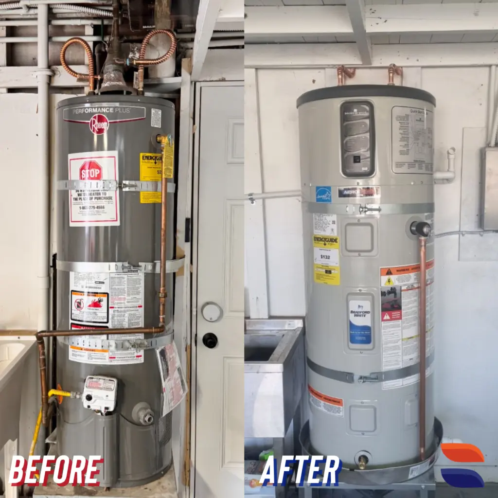 Bradford White 50-gallon heat pump water heater installed by Nur HVAC in Belmont, CA