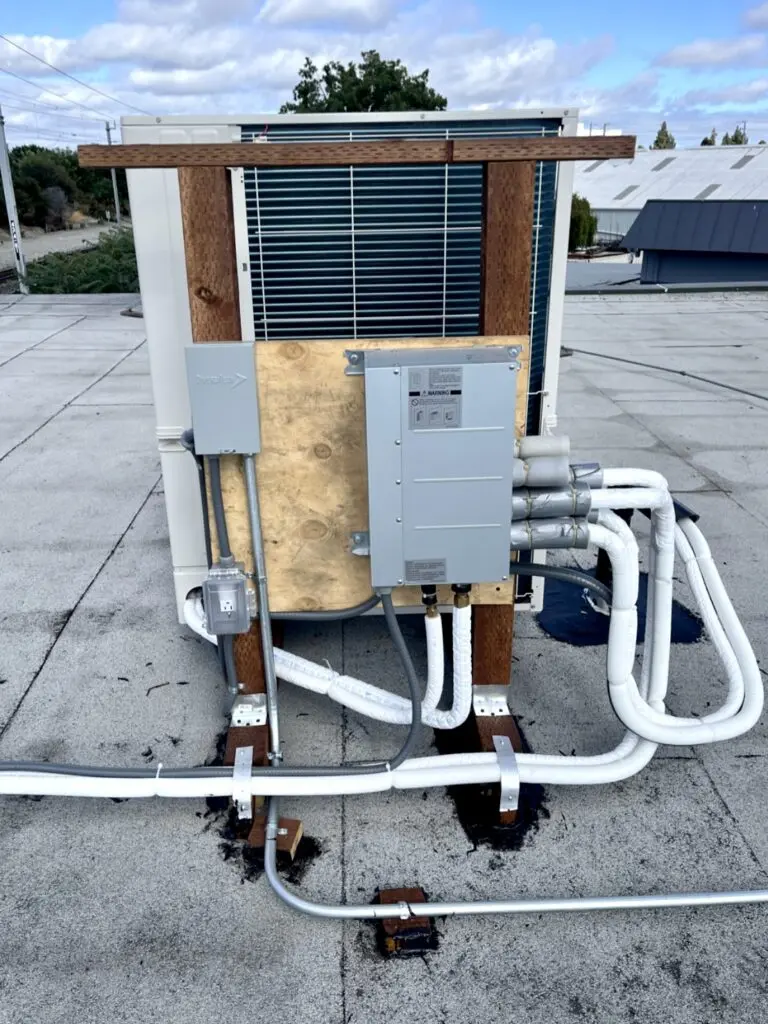 Mitsubishi MXZ-SM60NAM-U1 rooftop heat pump installation by Nur HVAC in Santa Clara, CA