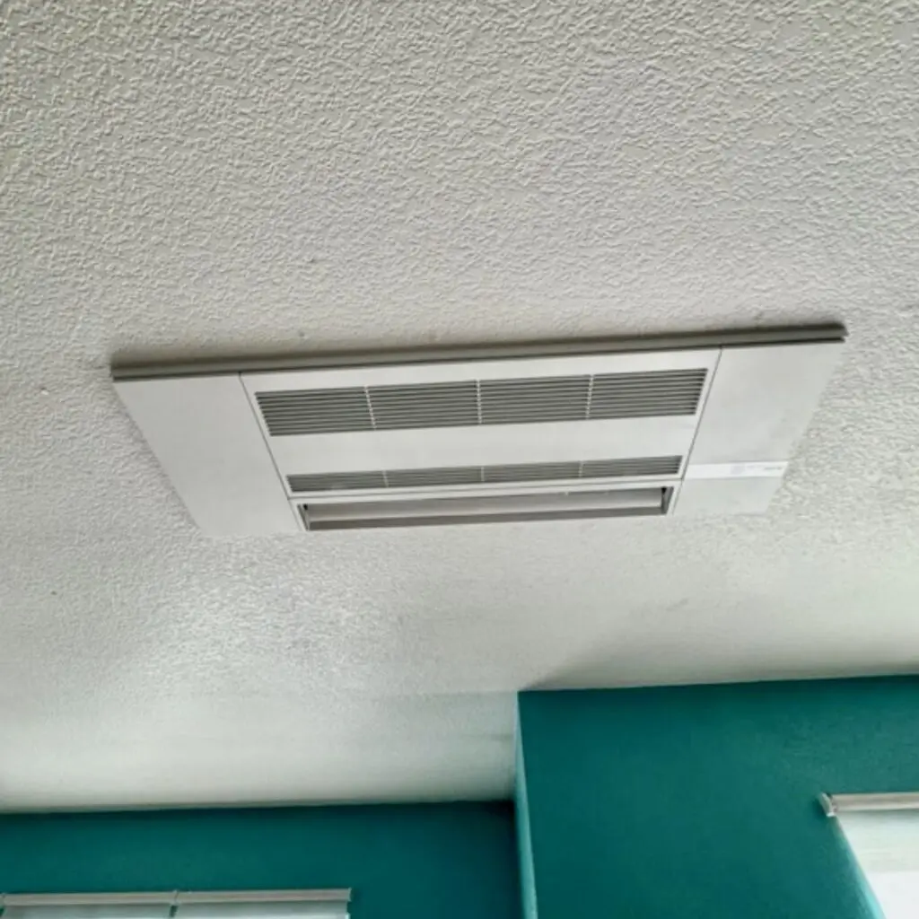 Mitsubishi MLZ-KP12NA ceiling cassette installed by Nur HVAC in Palo Alto, CA