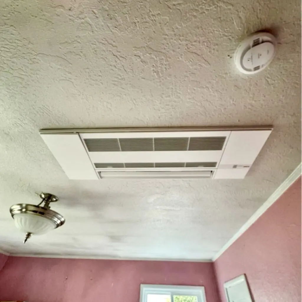 Mitsubishi MLZ-KP12NA ceiling cassette installed by Nur HVAC in Palo Alto, CA