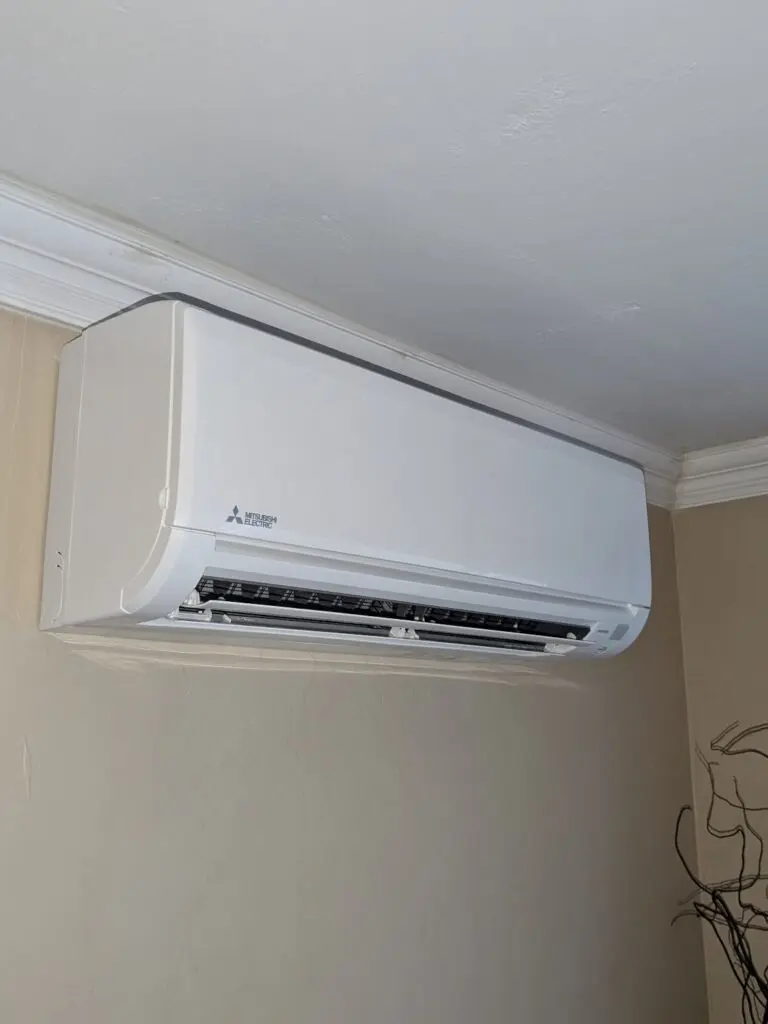 Mitsubishi MUZ-JP12WA mini split outdoor unit installed by Nur HVAC in Daly City, CA