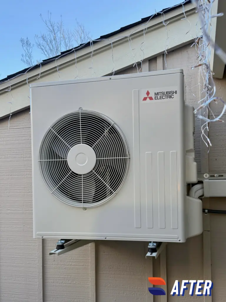 Mitsubishi SUZ-KA36NA outdoor heat pump unit installed by Nur HVAC