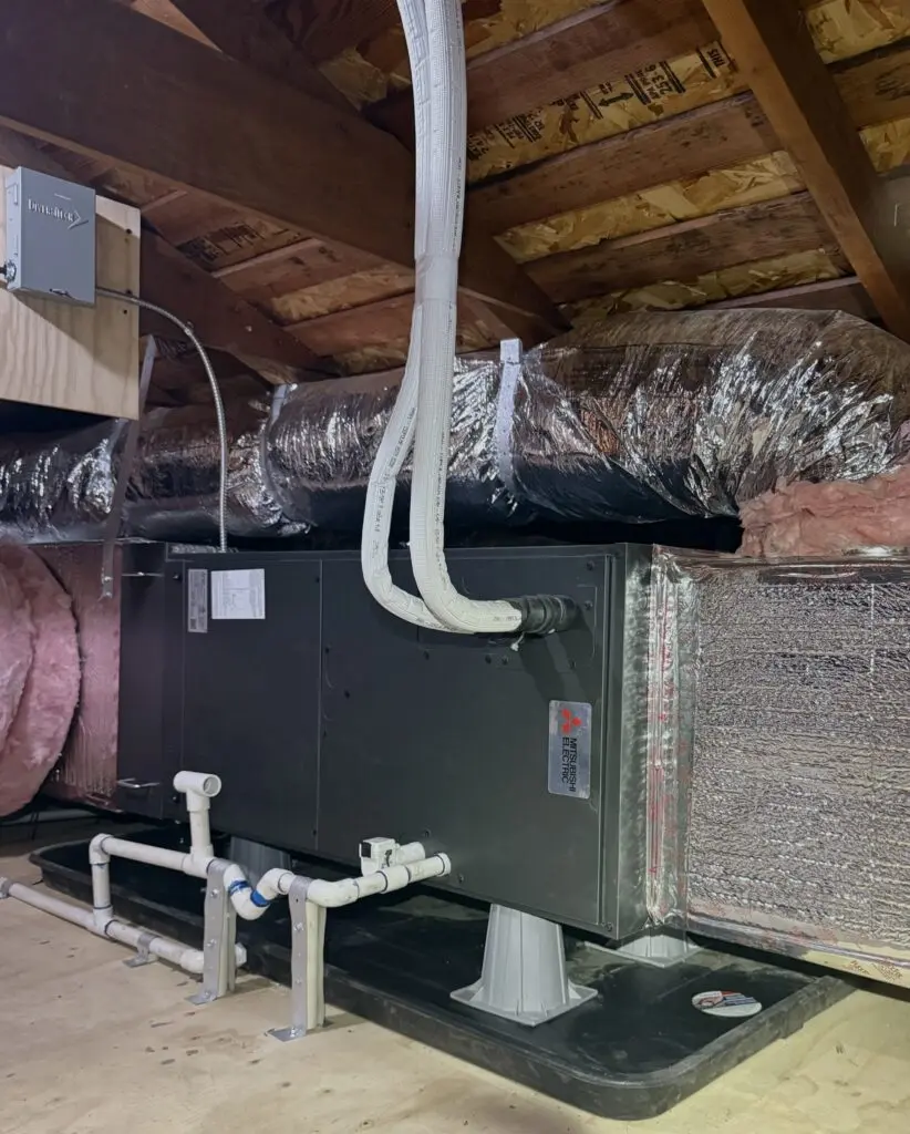 Mitsubishi MXZ-SM48NAM2 outdoor heat pump unit installed by Nur HVAC