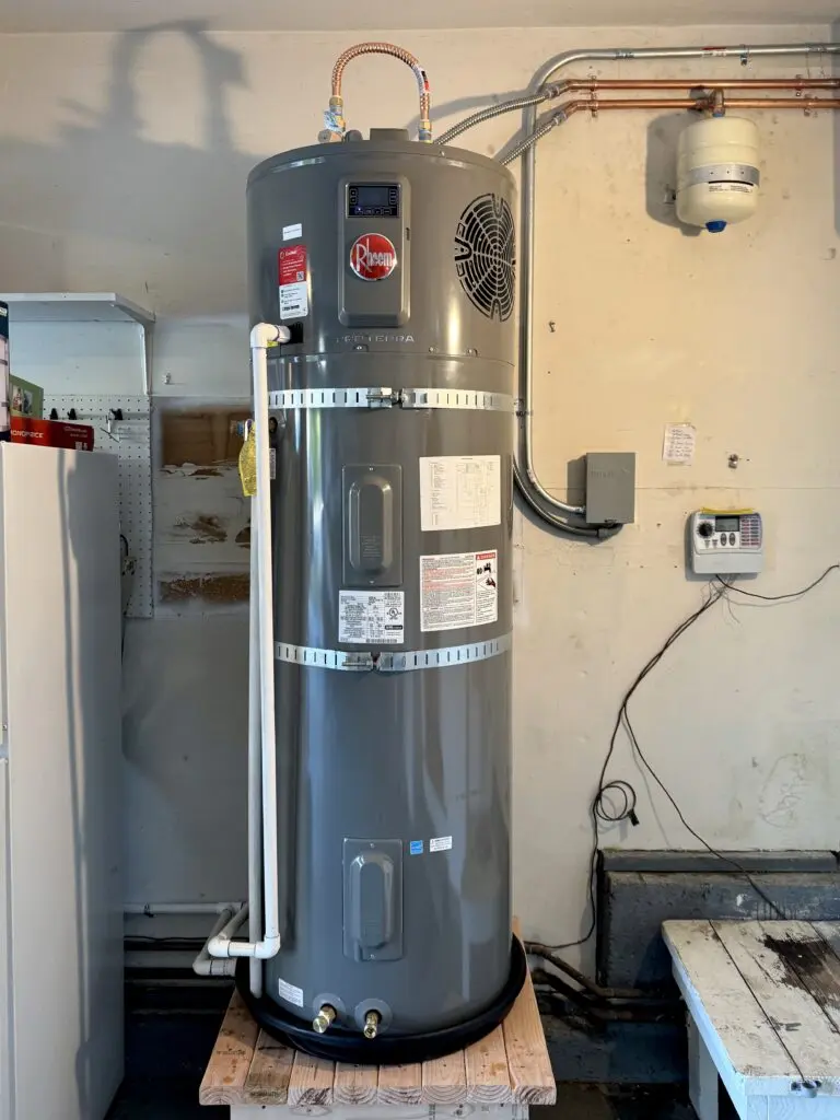 Rheem Prestige ProTerra hybrid electric heat pump water heater installed by Nur HVAC in Foster City, CA