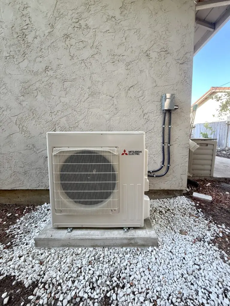 Mitsubishi SUZ-AA36NL ducted heat pump installed by Nur HVAC in Hillsborough, CA