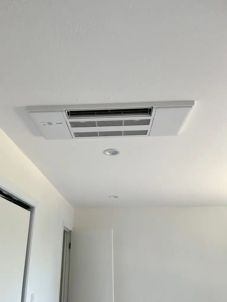 Mitsubishi ductless wall-mounted unit and ceiling cassette installed by Nur HVAC