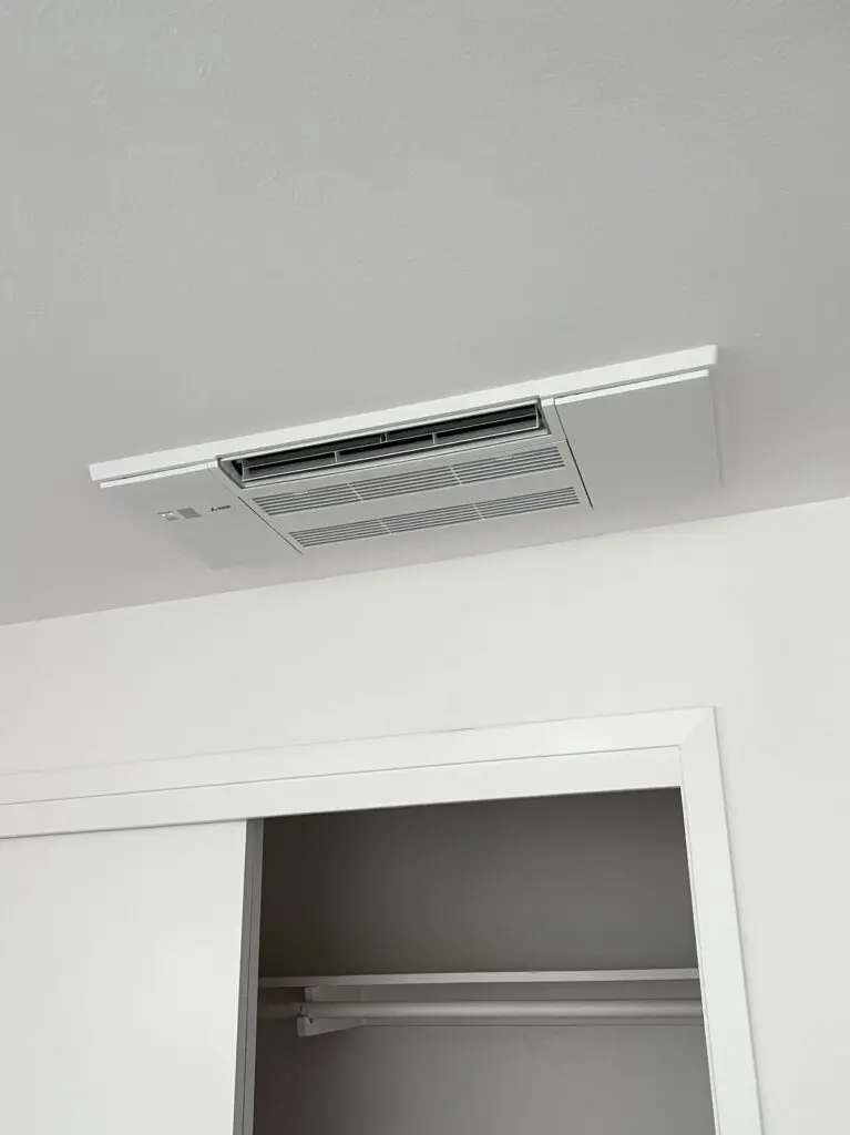 Mitsubishi ductless ceiling cassette installed by Nur HVAC