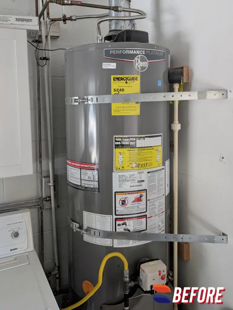 Rheem Prestige ProTerra hybrid electric water heater installed by Nur HVAC