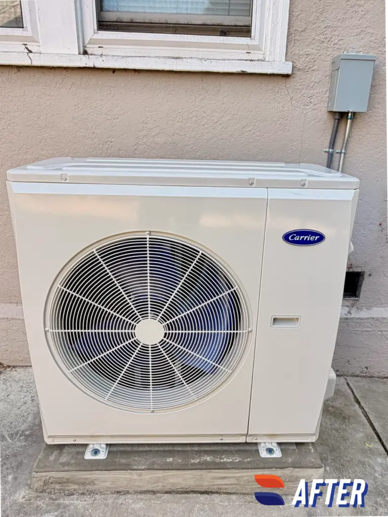 Carrier 37MUHAQ36AA3 heat pump and 45MUHAQ36XX3 air handler installed by Nur HVAC