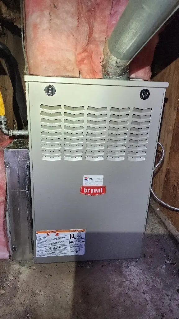 New 90,000 BTU Bryant furnace installed by Nur HVAC in Belmont, CA