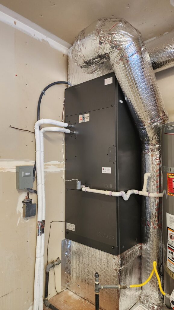 New Mitsubishi heat pump system installed by Nur HVAC in Redwood City, CA