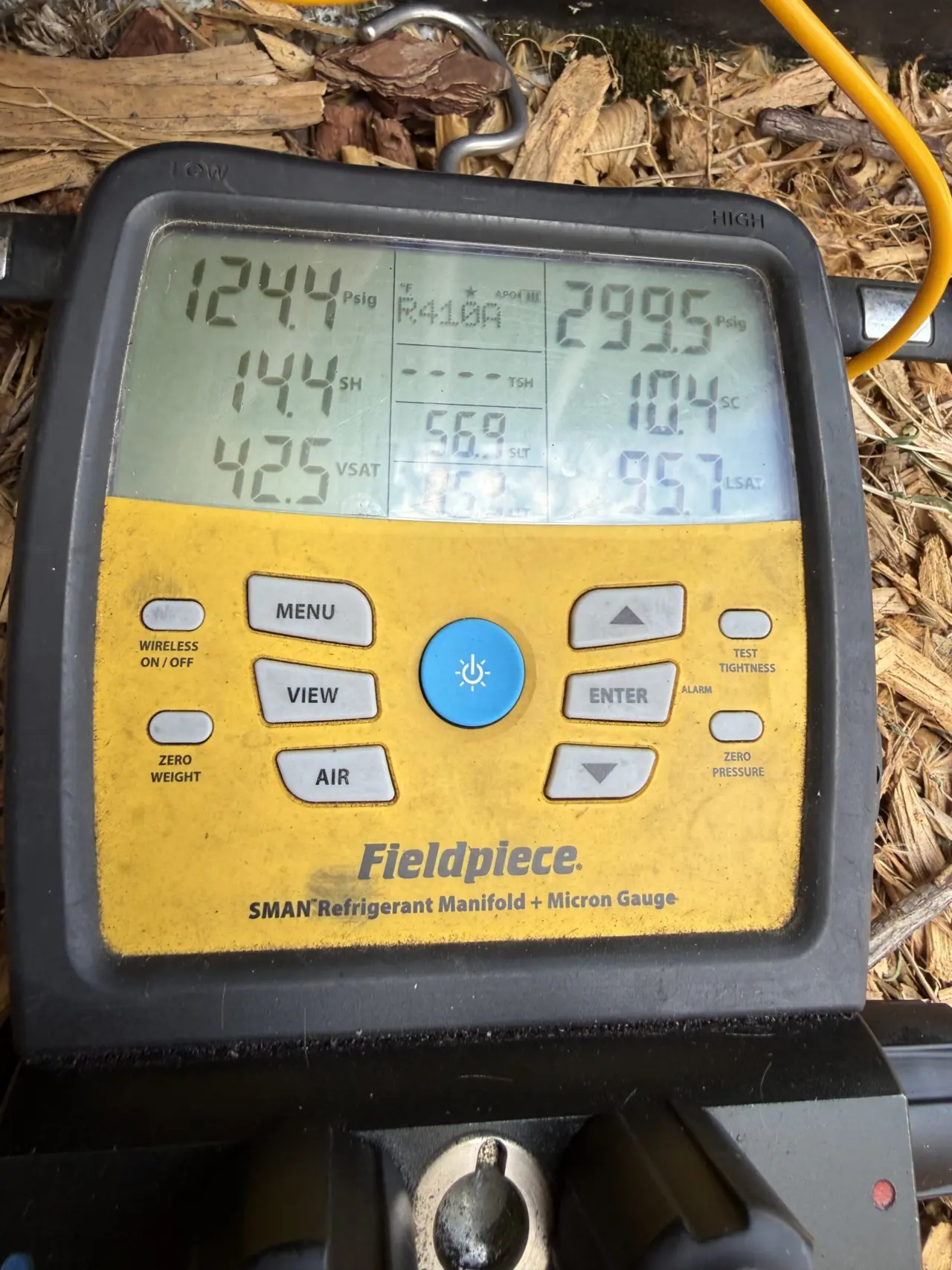 Refrigerant gauge readings during AC recharge for a Palo Alto furnace and AC system