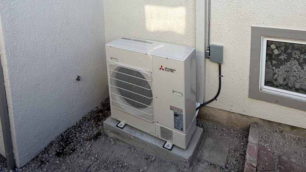 Mitsubishi PUZ-AH30NL heat pump outdoor unit installed in South San Francisco, CA