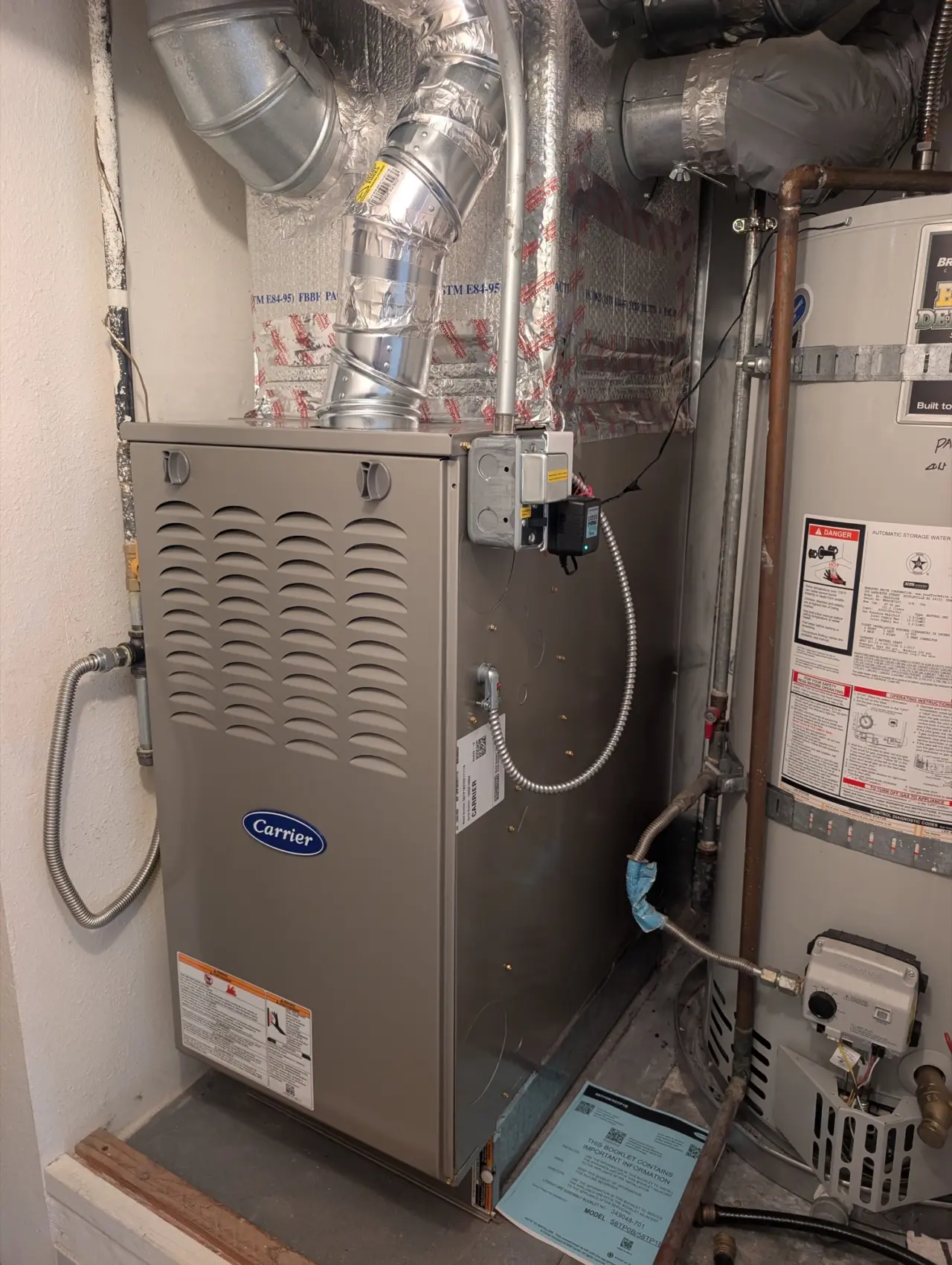 Carrier furnace with new flue venting and gas connections in a San Francisco home
