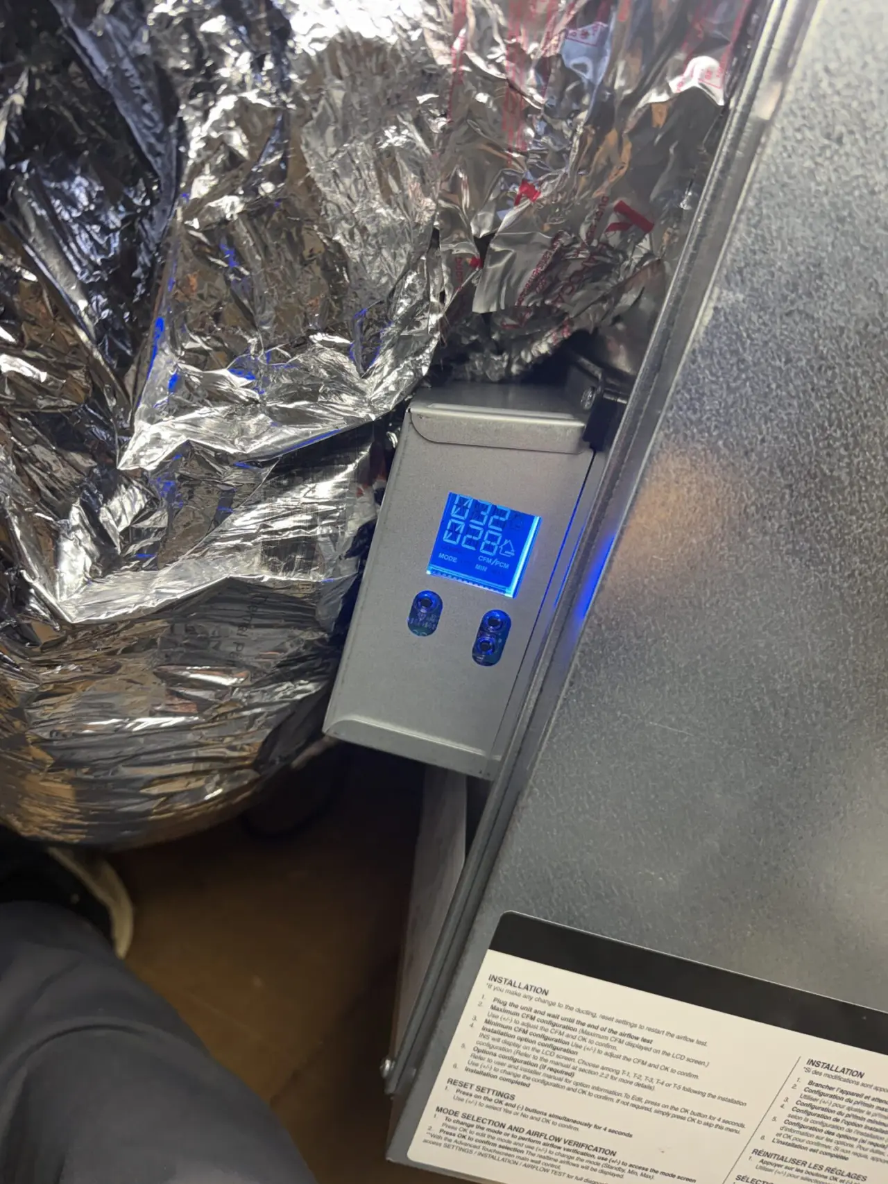 Ducted air handler and ventilation ducting for a Mitsubishi heat pump in San Mateo