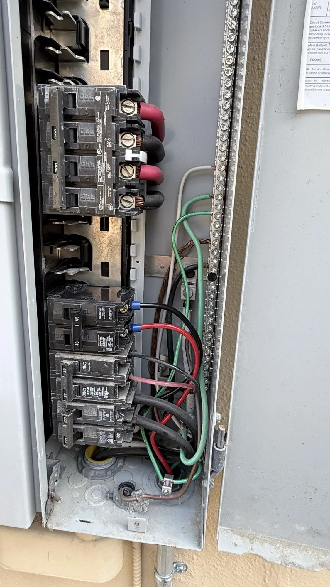 Electrical panel connection for a Mitsubishi heat pump installation in San Bruno