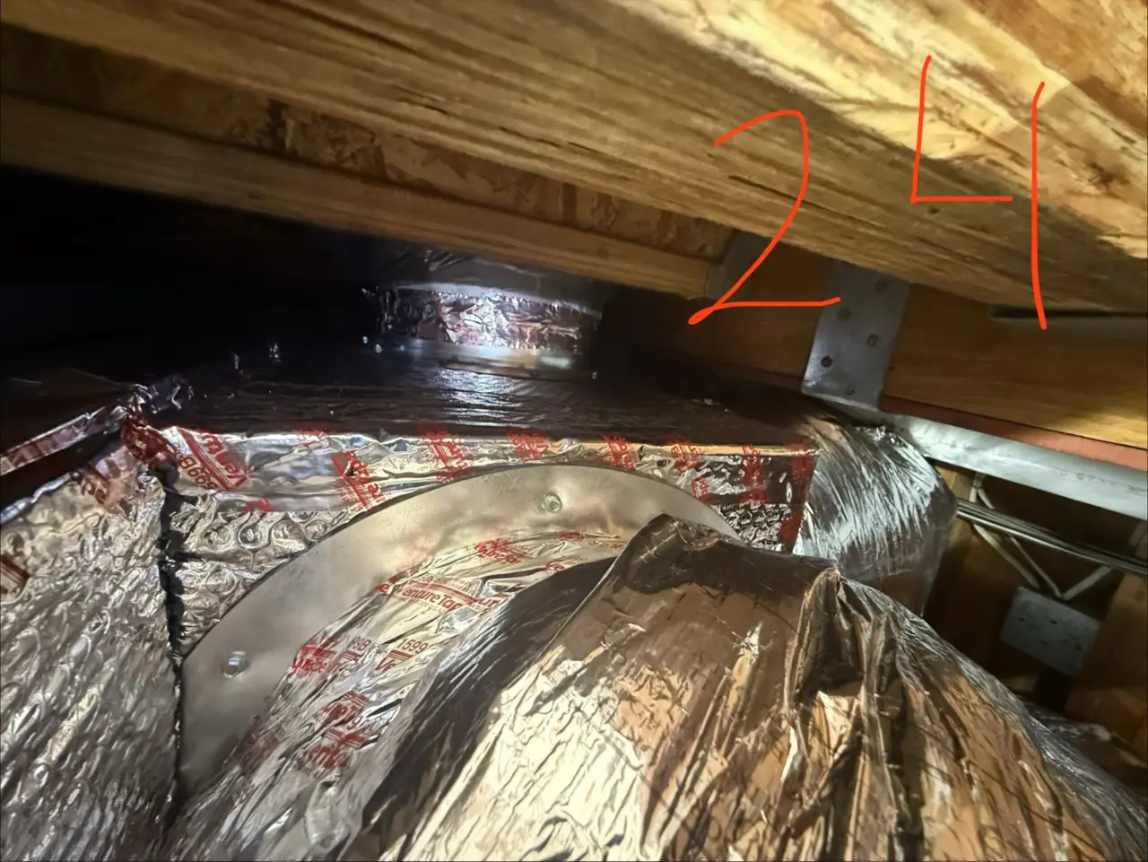Rebuilt and sealed return air duct connection in a Palo Alto home