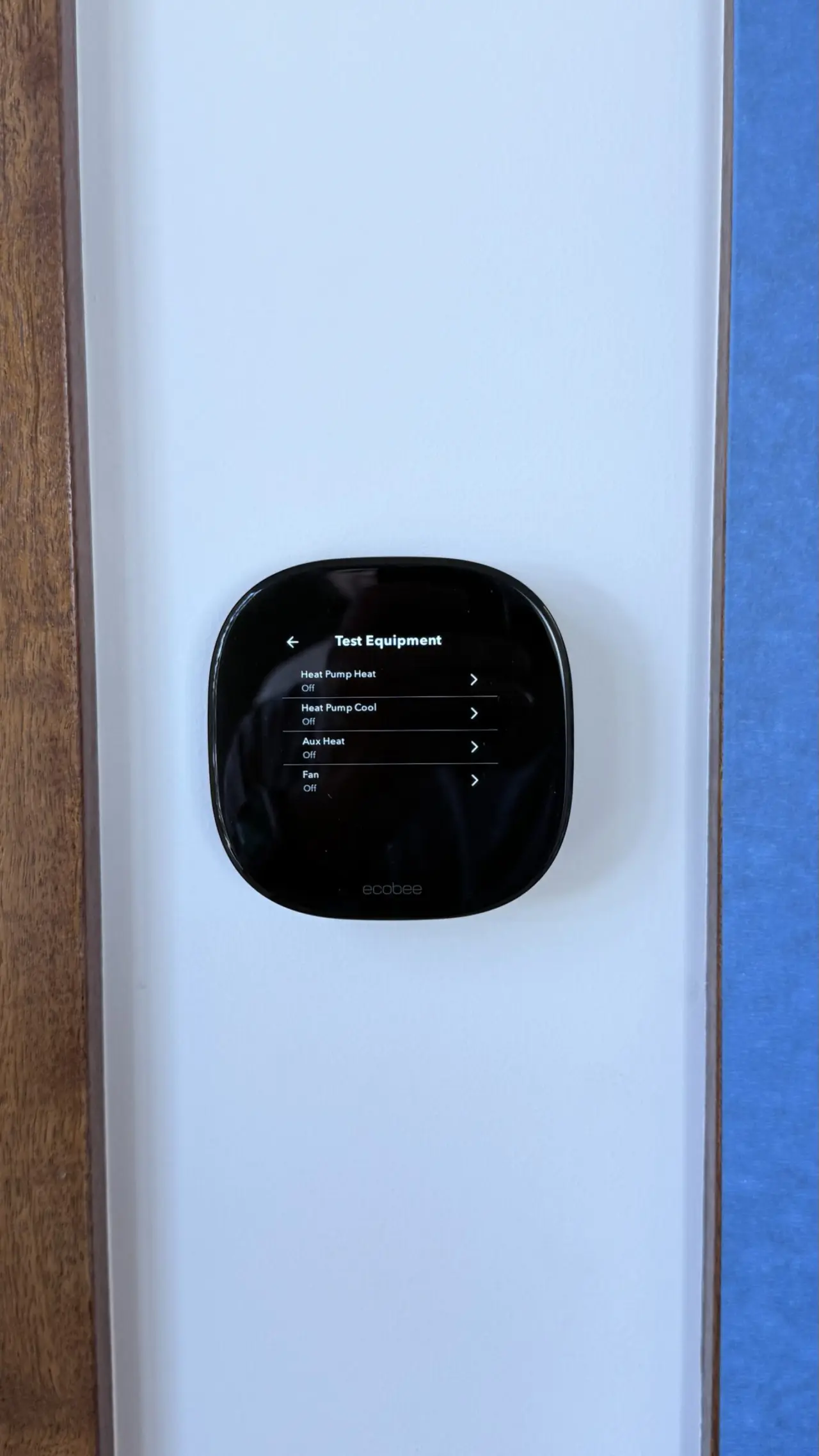 Ecobee thermostat installed with heat pump and furnace controls, San Francisco home