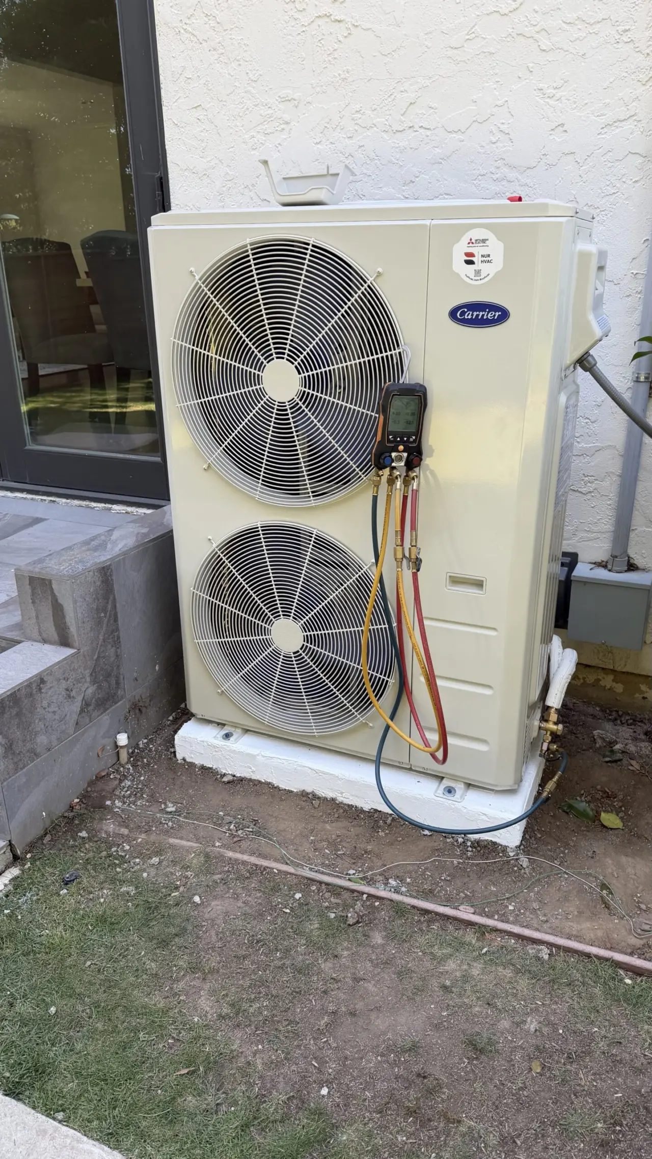 Carrier 5 ton heat pump outdoor unit installed at a Hillsborough home