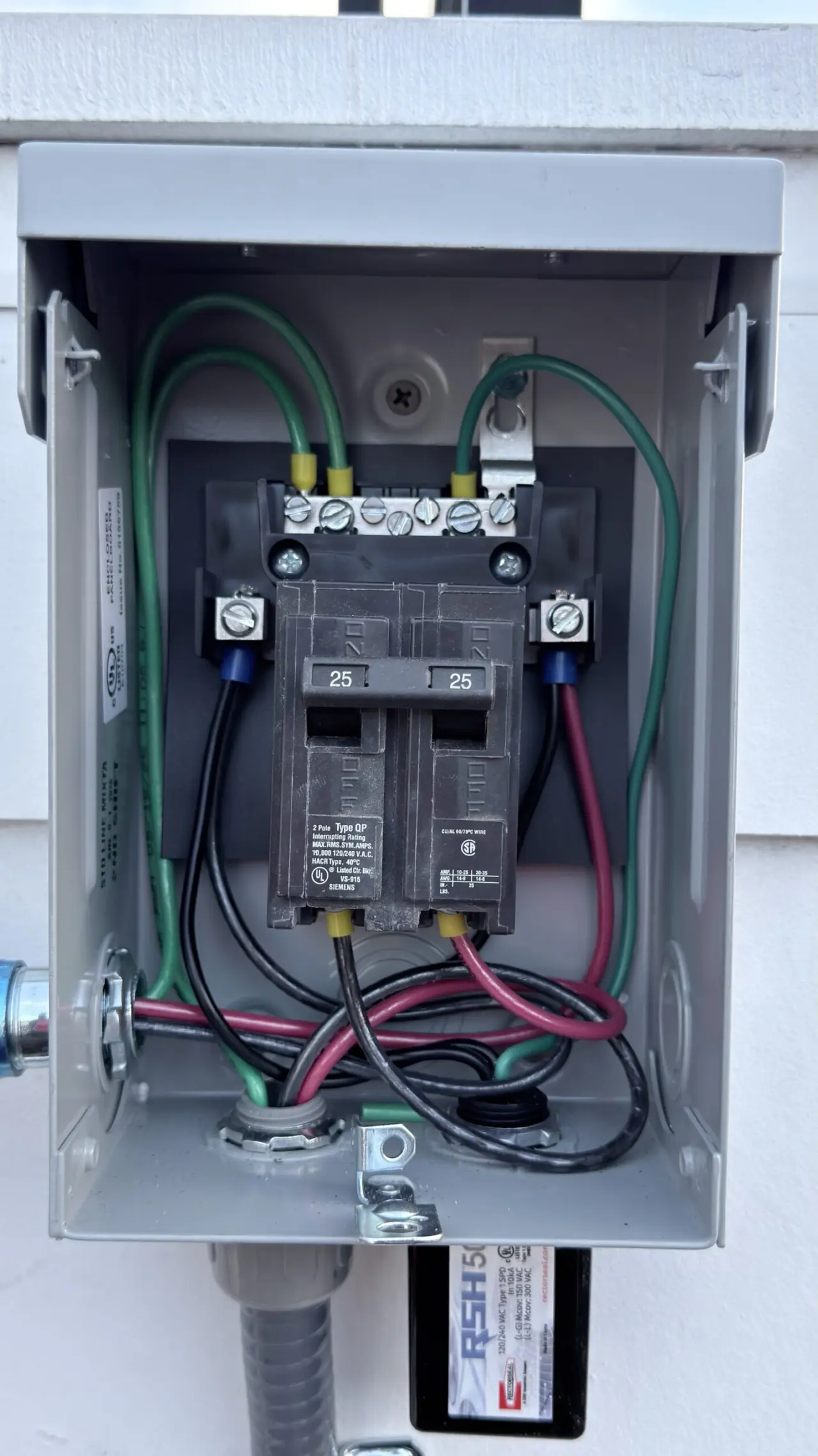 New electrical disconnect panel wired for the San Francisco mini-split installation